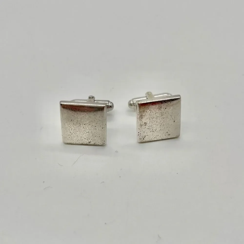 Cuff Links Square in Silver Tone